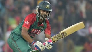Tamim Iqbal dismissed for 35 against India in T20 World Cup 2016 at Bangalore
